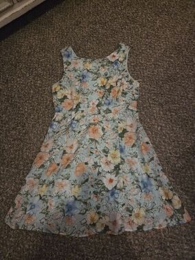 Forever 21 Floral A-Line Dress in Light Blue, Peach, Yellow